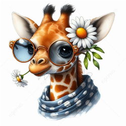 Beautiful giraffe wearing glasses