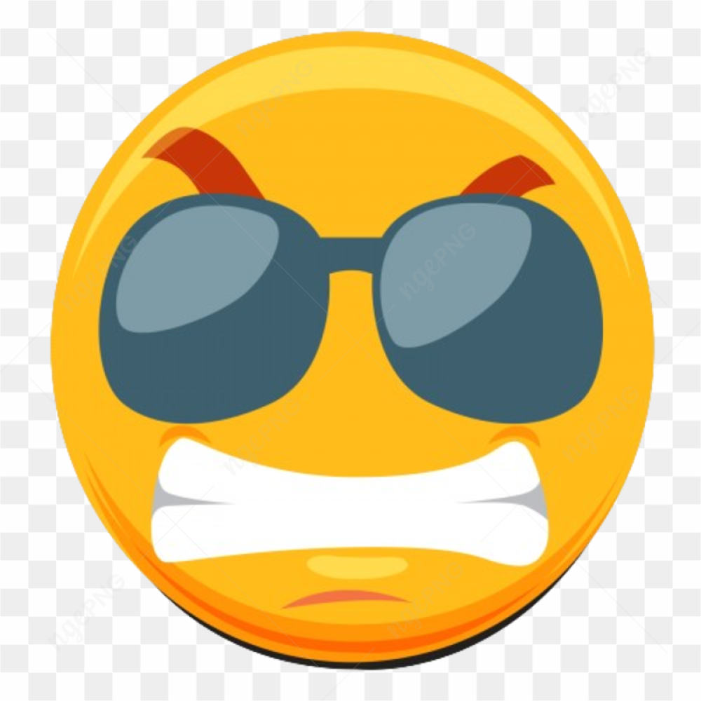 Silent emoji with sunglasses on transparent background PNG