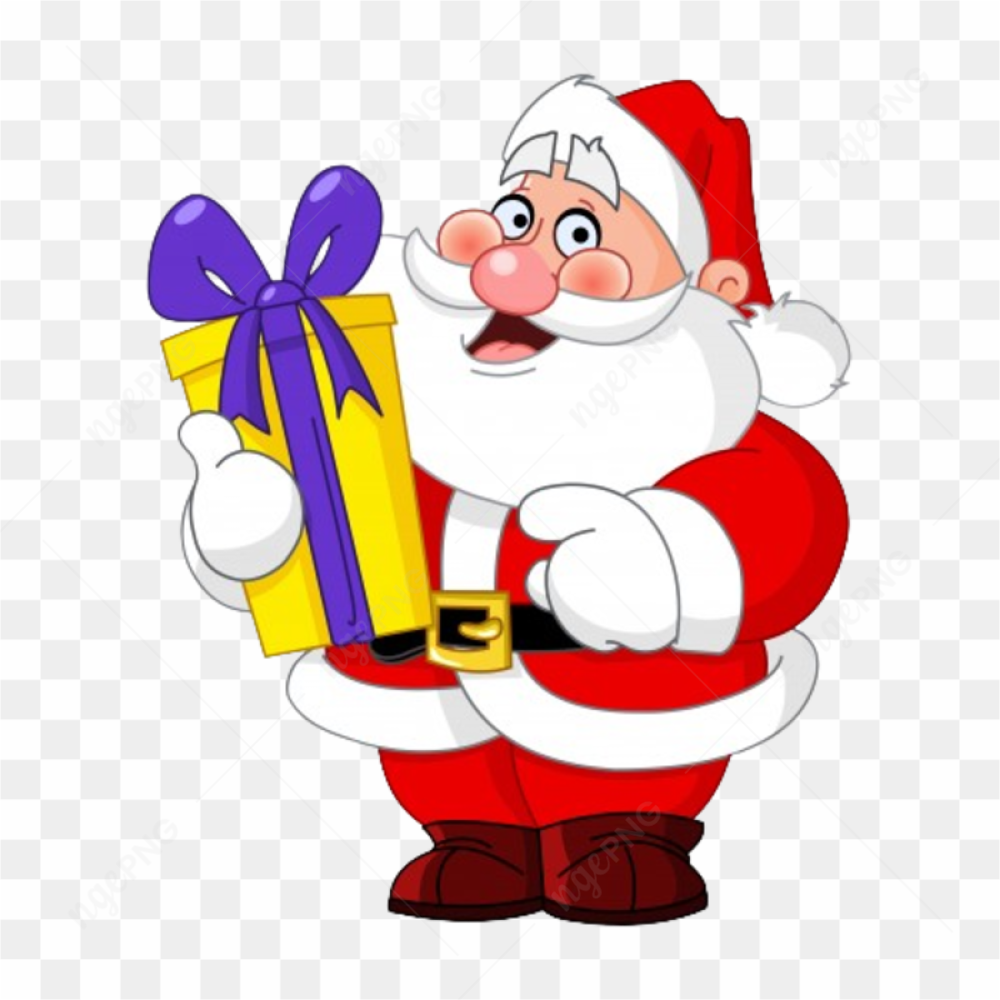 Baba noel surprising gift vector PNG