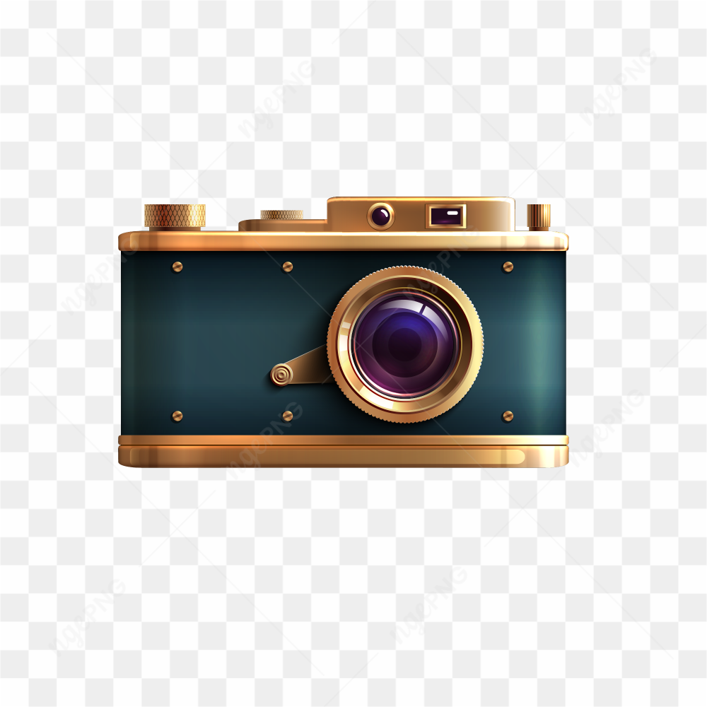 Retro style camera in brown color on transparent background PNG