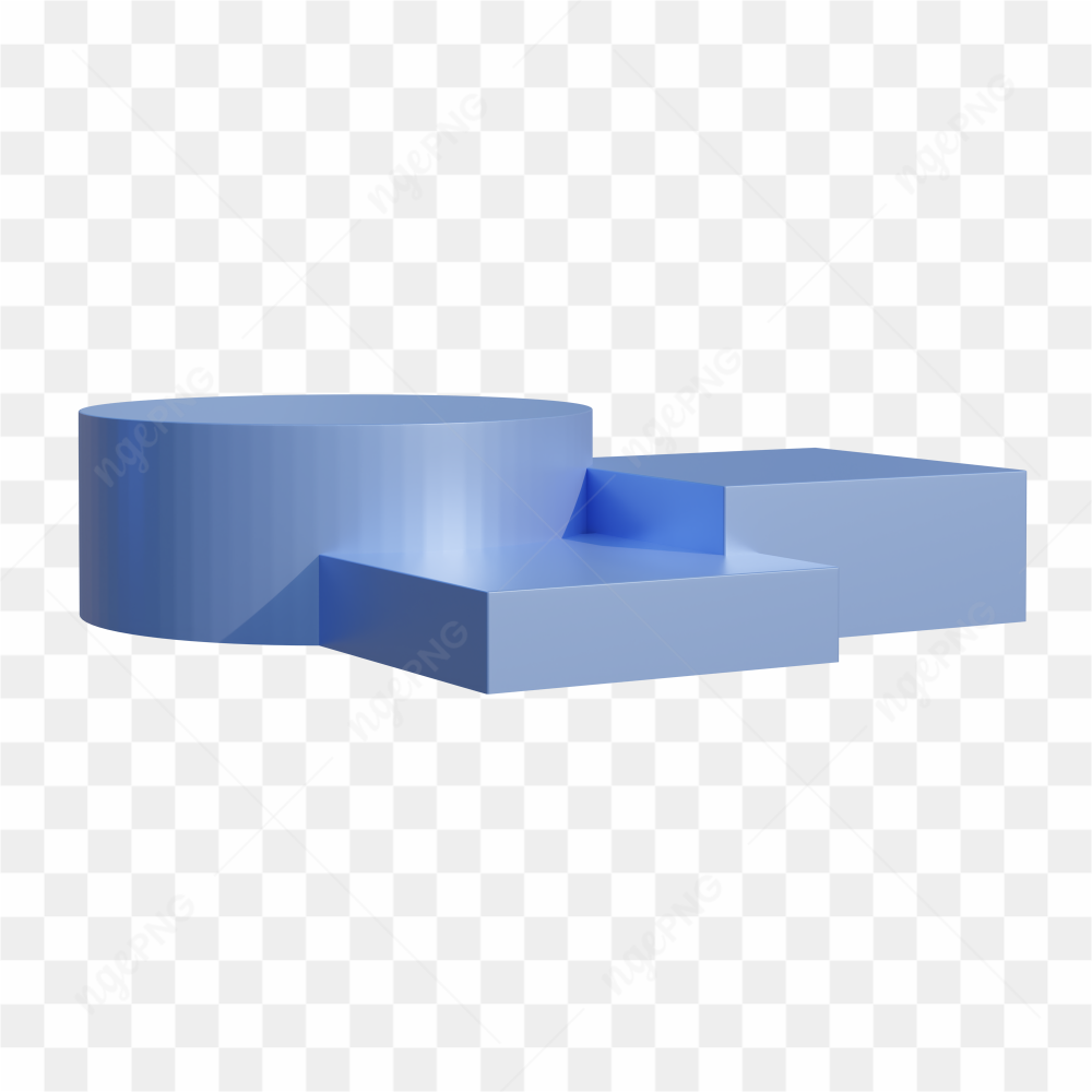 Abstract blue geometric podium on transparent background PNGbackground PNG
