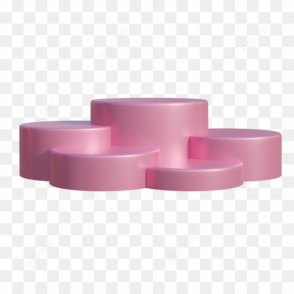 3d pink podium isolated on transparent background PNG