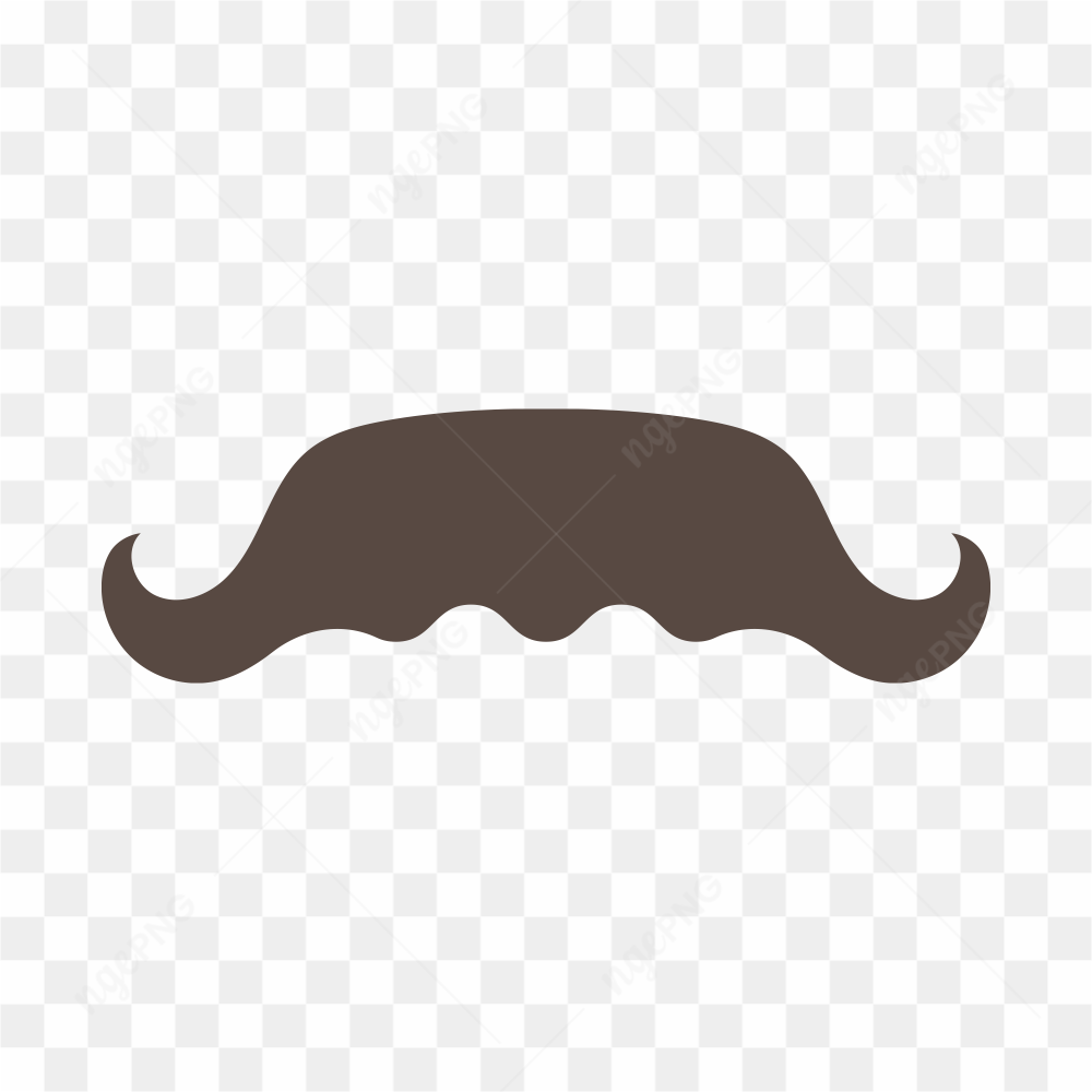 Hand drawn mustache icon illustration on transparent background PNG
