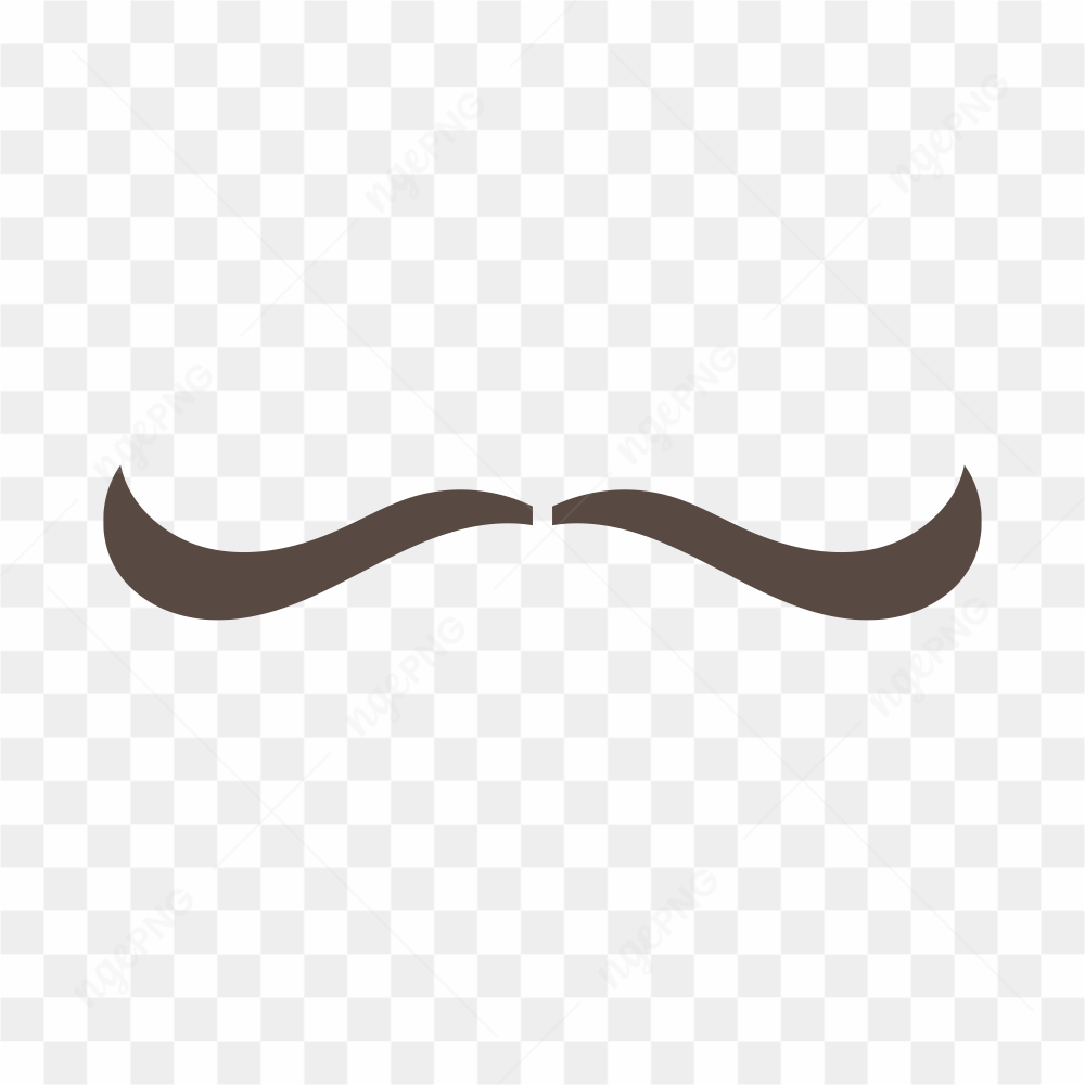 Hand drawn mustache in black color on transparent background PNG