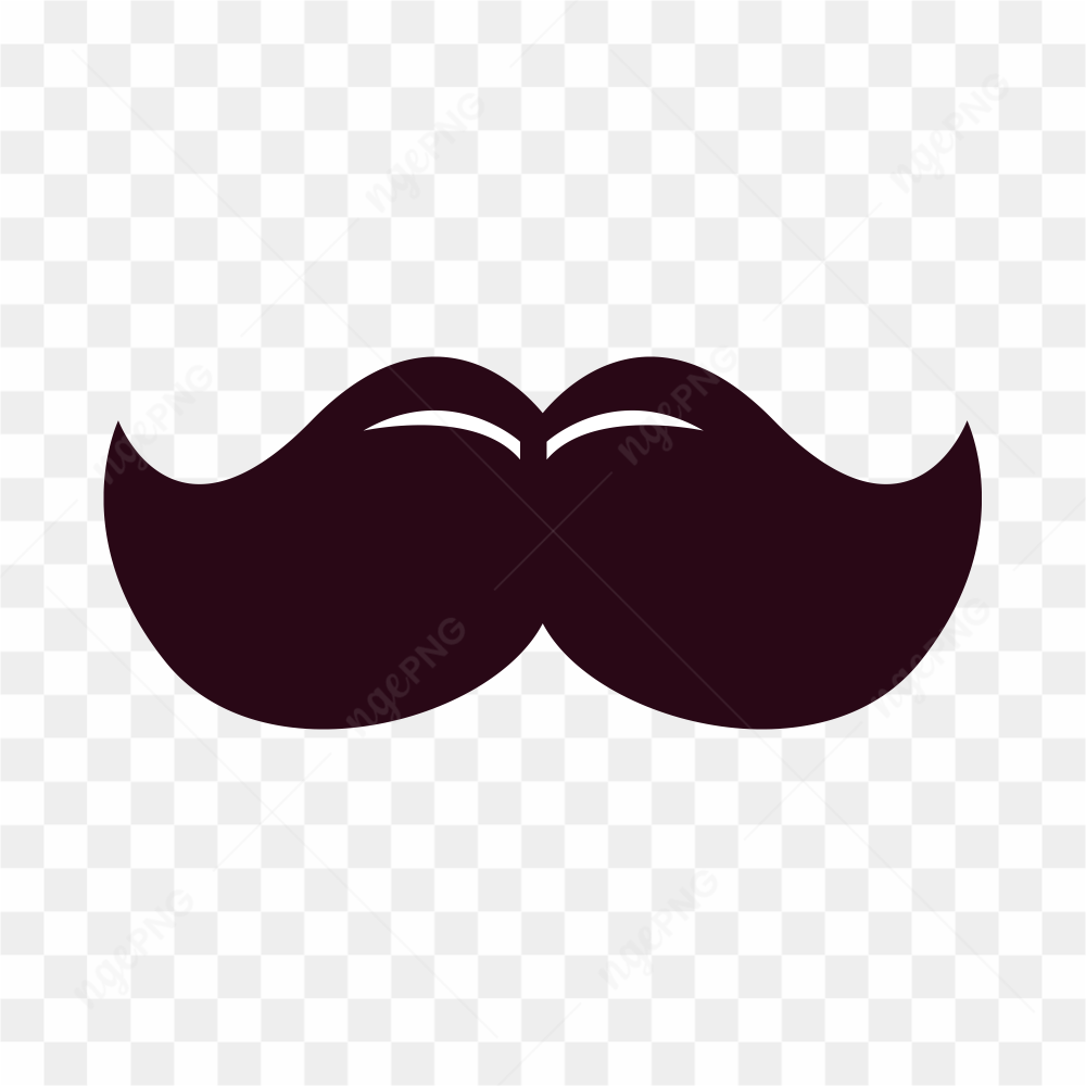 Hand drawn mustache icon on transparent background PNG
