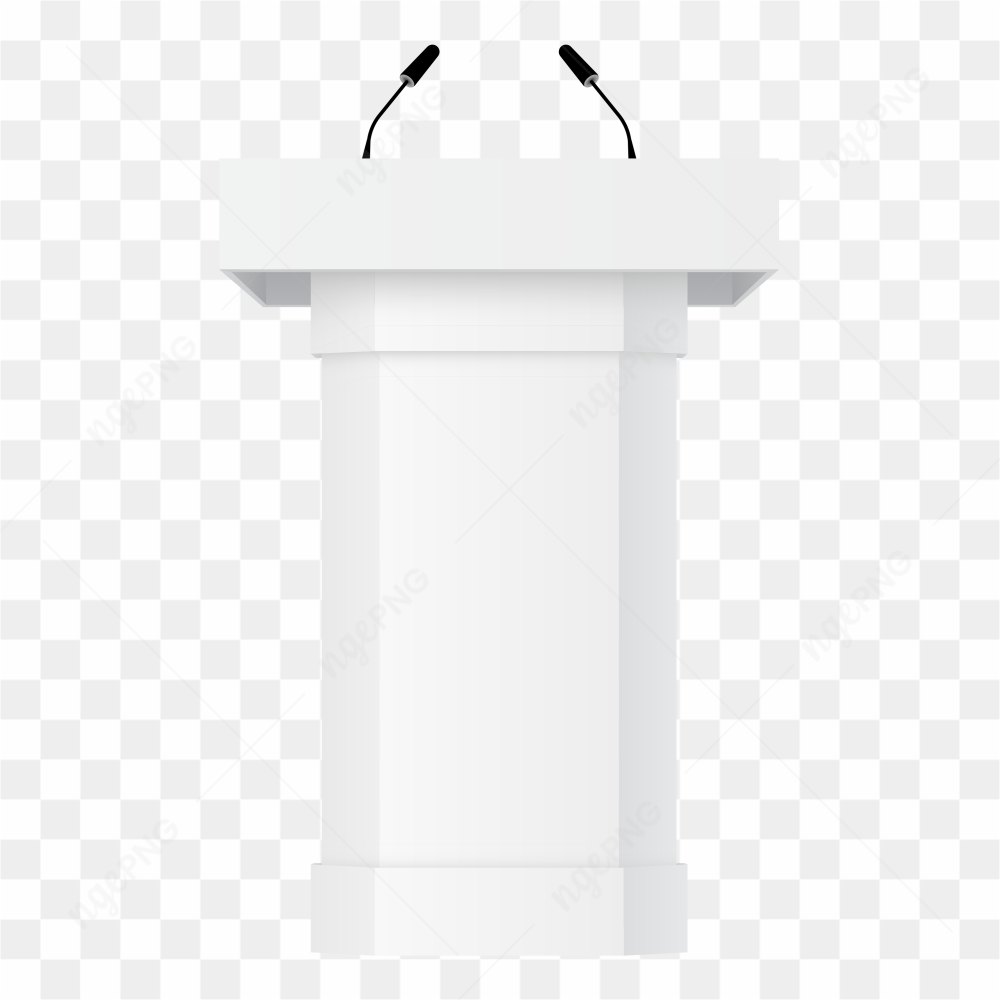 3D podium tribune with microphones  rostrum stand transparent PNG