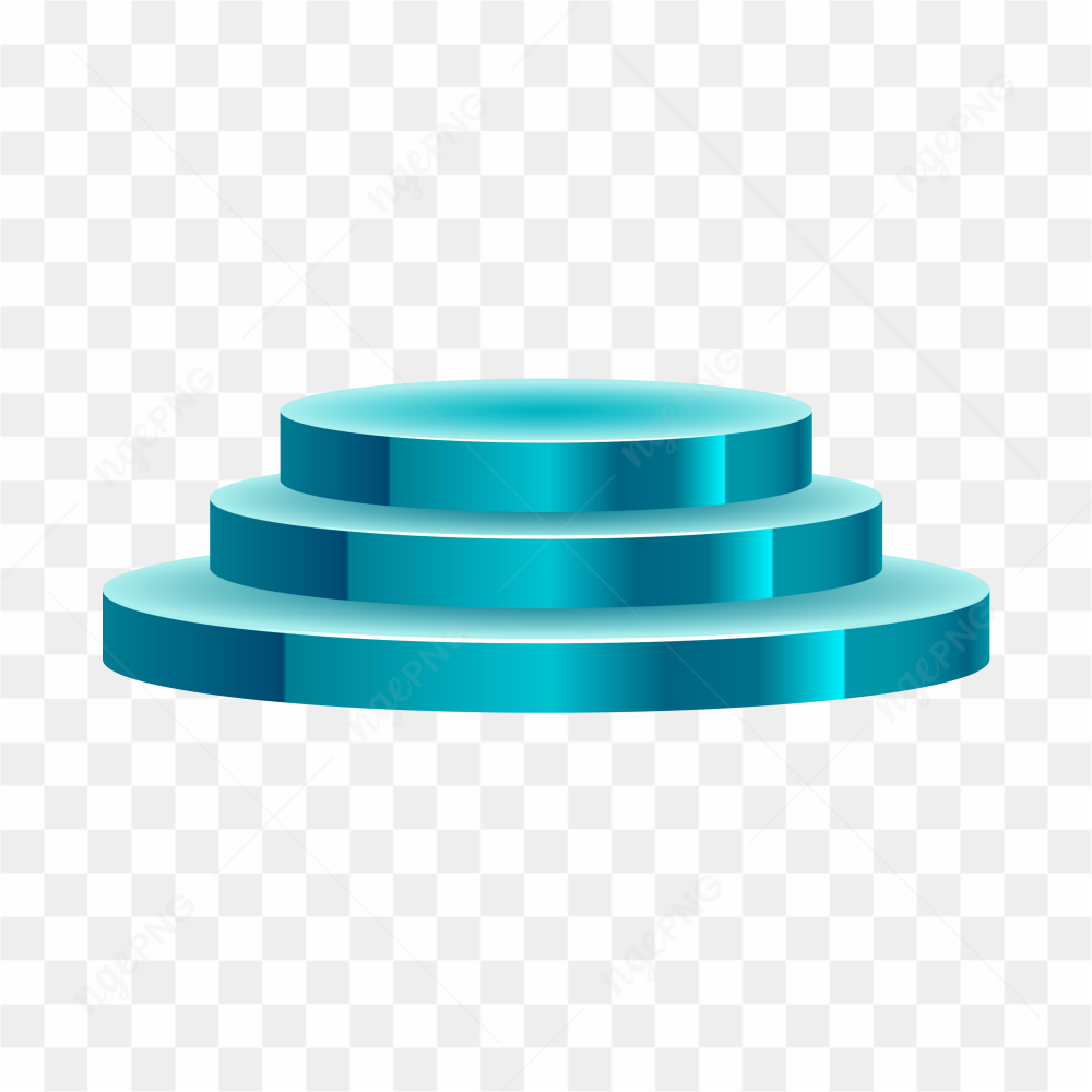 3D winner podium blue three stepped transparent PNG