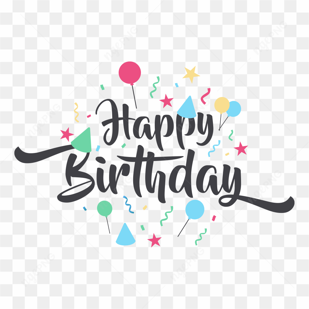 Abstract happy birthday card isolated on transparent background PNG