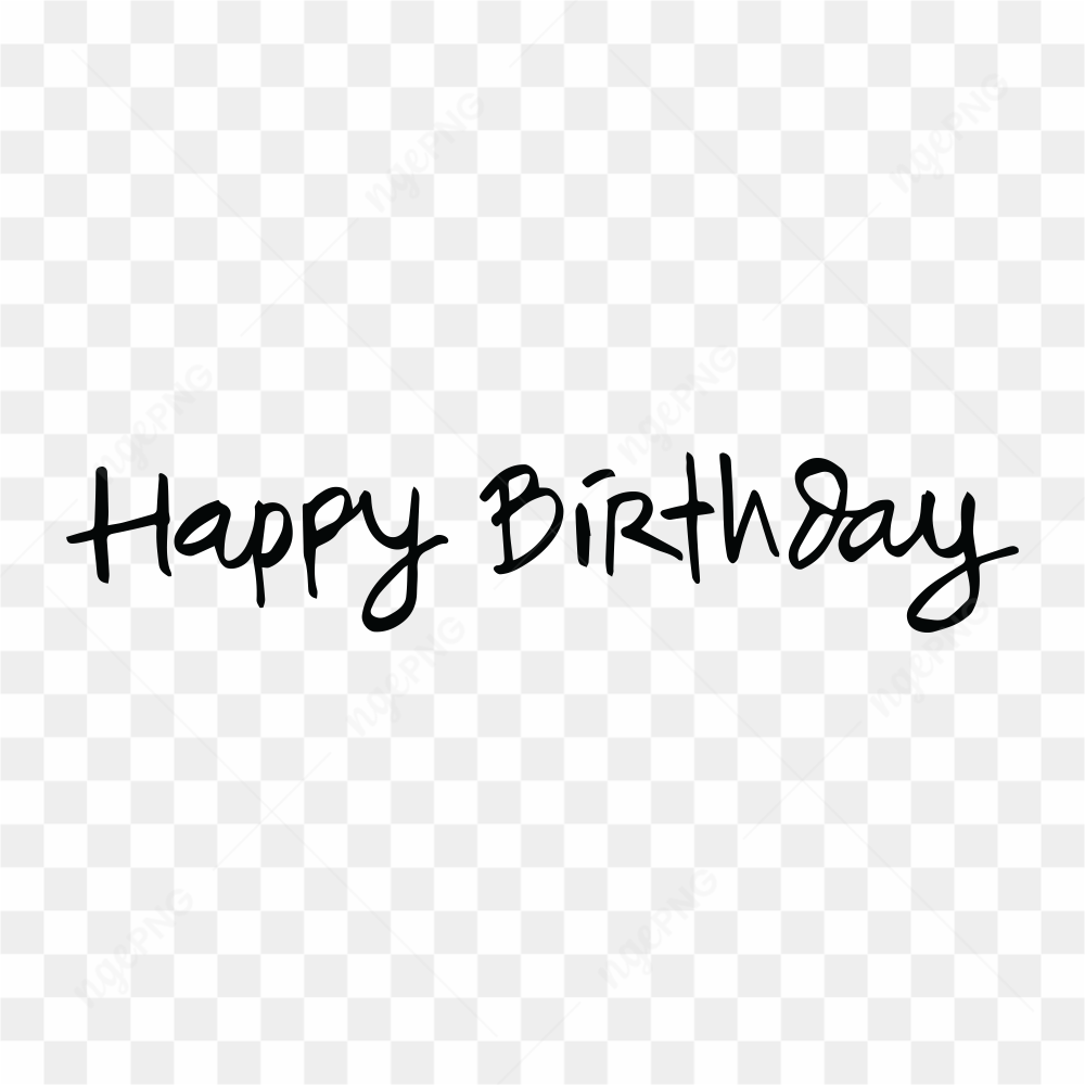 Hand drawn happy birthday lettering doodles on transparent background PNG