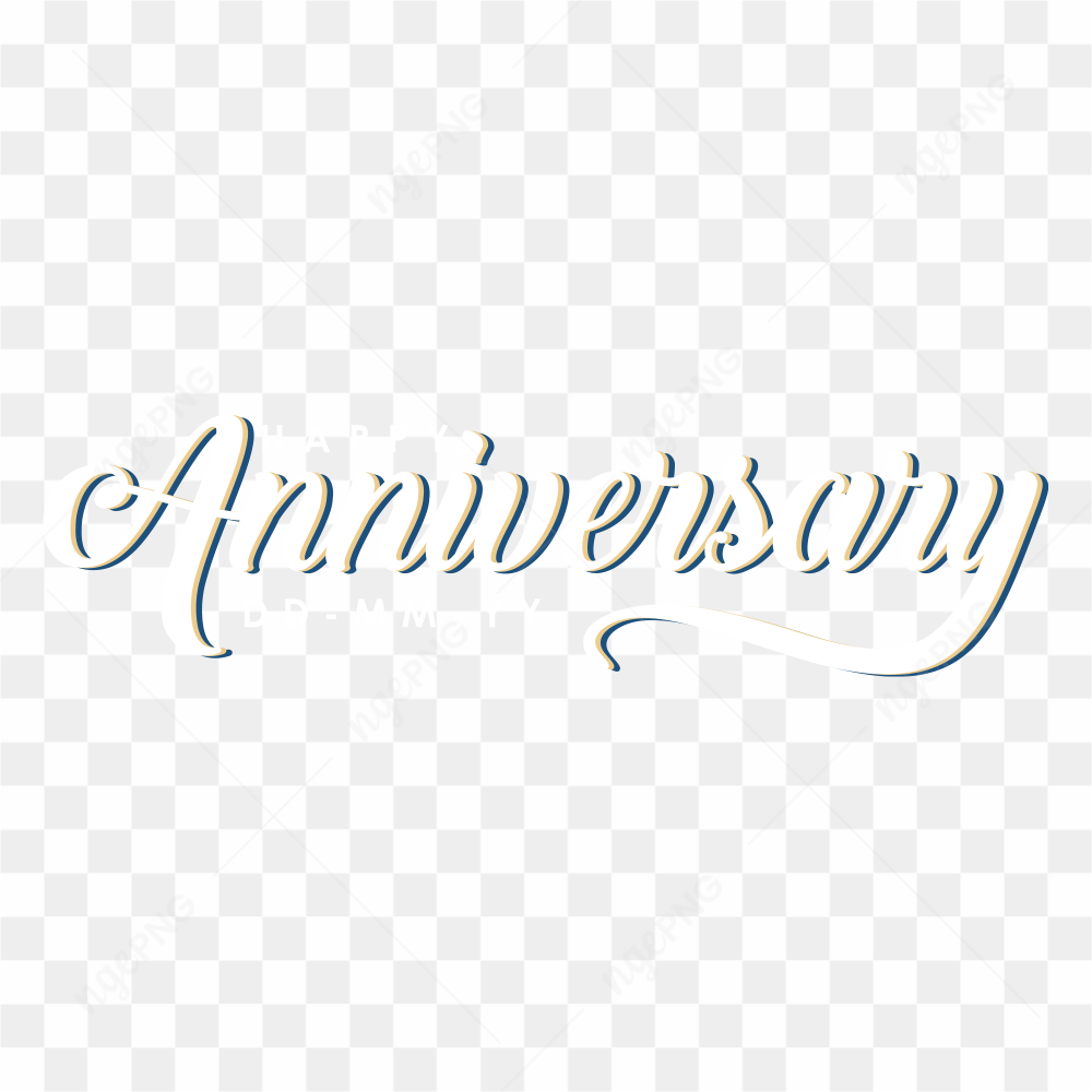 Happy anniversary lettering design on transparent background PNG