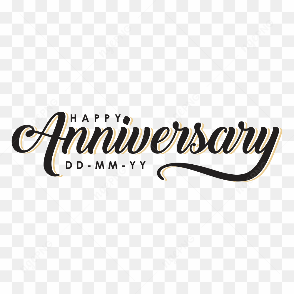 Happy anniversary lettering template on transparent background PNG