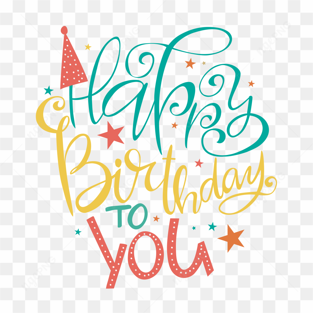 Happy Birthday to You with colorful lettering on transparent background PNG