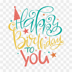Happy Birthday to You with colorful lettering on transparent background PNG