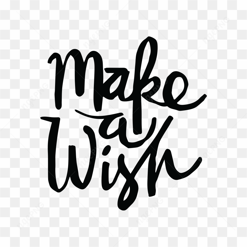 Hand drawn make a wish lettering on transparent background PNG