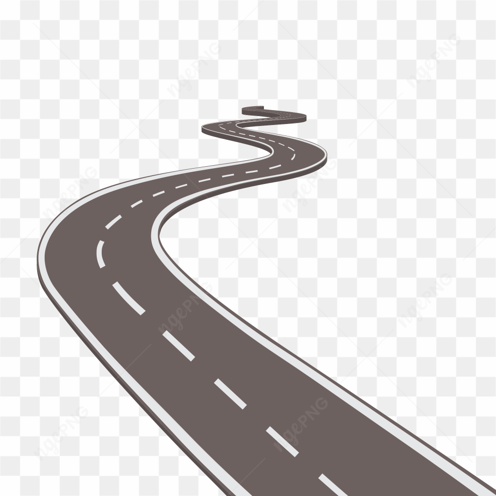 Curve winding roadway on transparent background PNG