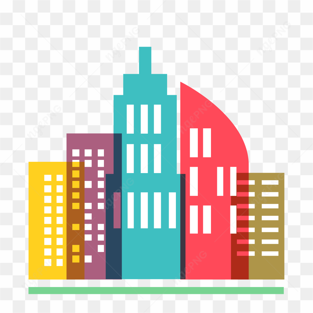 Colorful Building logo template on transparent background PNG