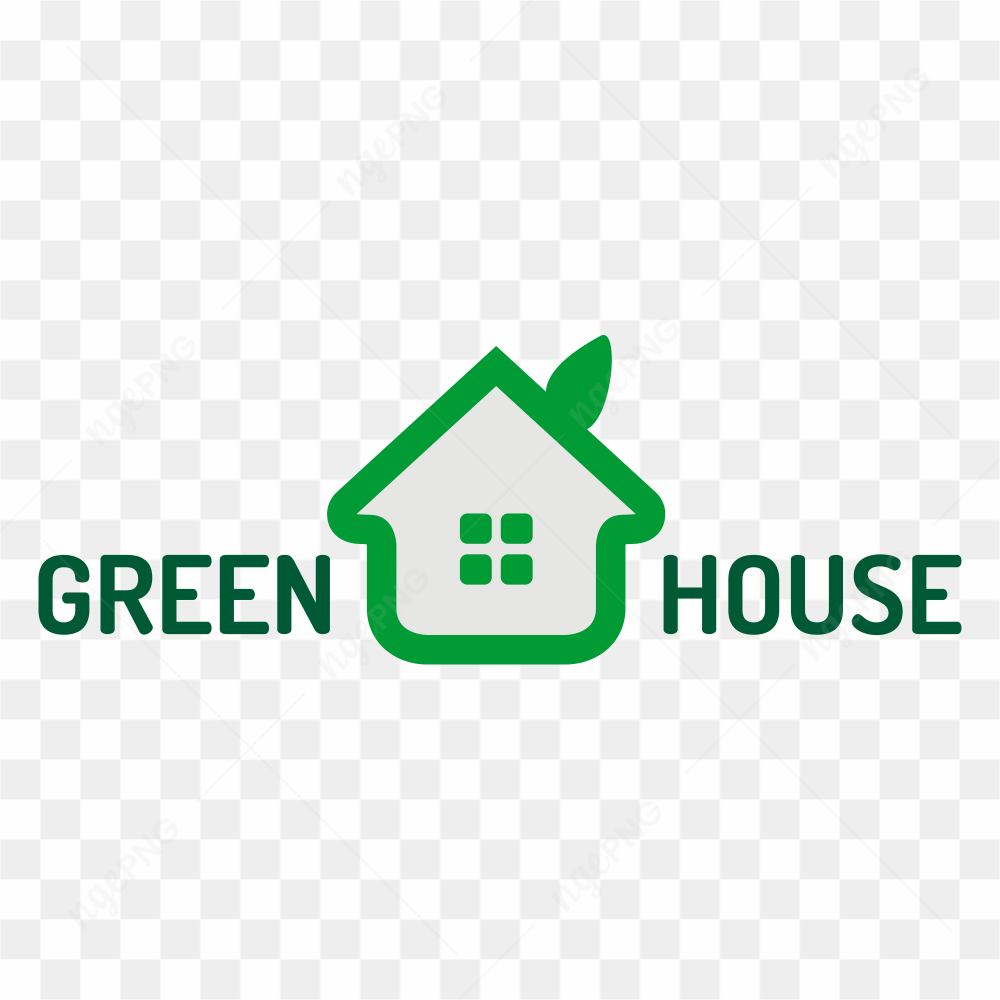 Green house logo design template on transparent background PNG