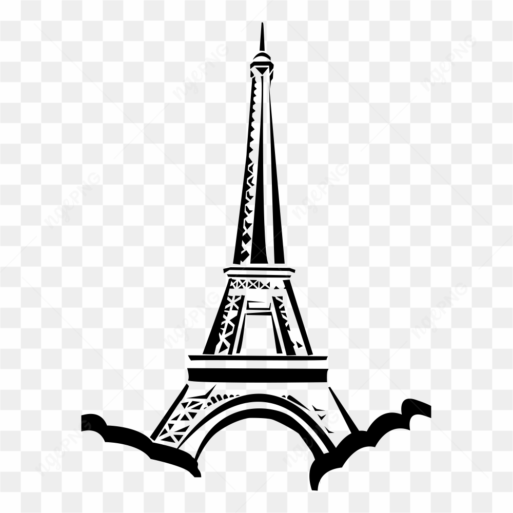Eiffel tower hand drawn on transparent background PNG