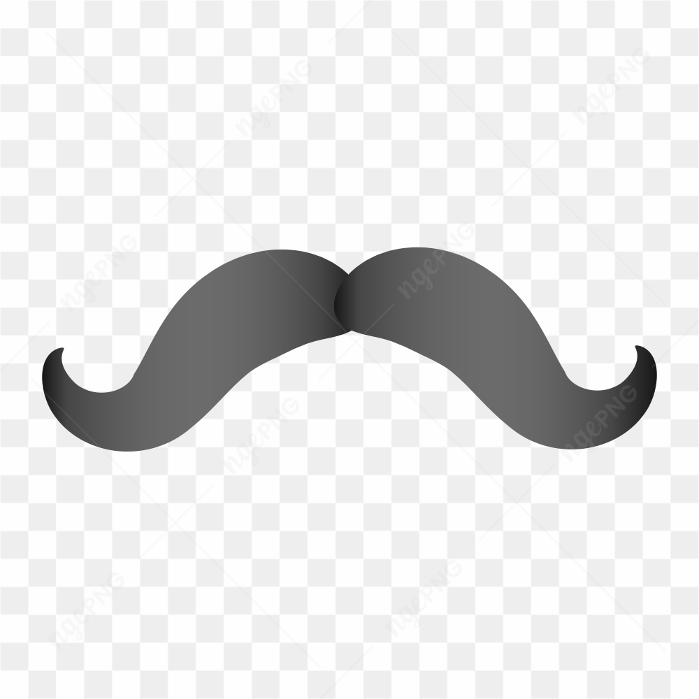 Hand drawn mustache illustration on transparent background PNG