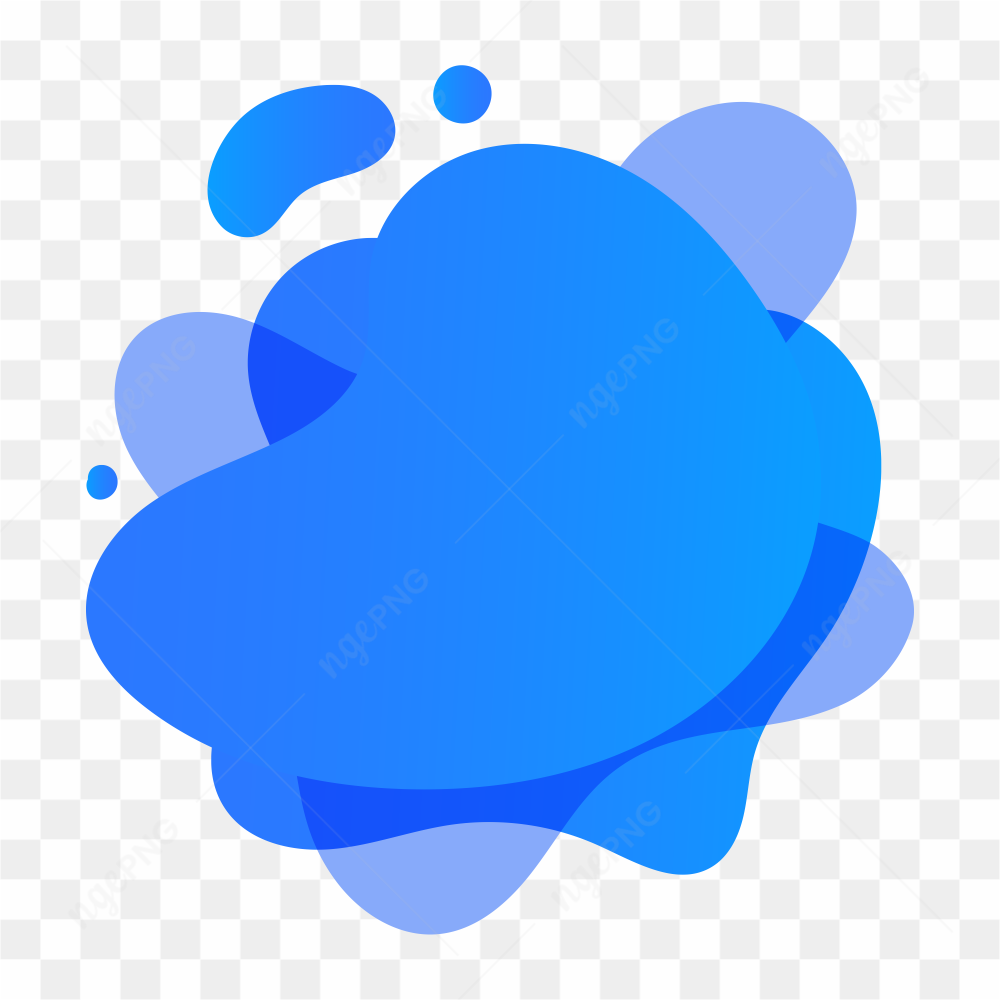 Blue abstract liquid shapes on transparent background PNG