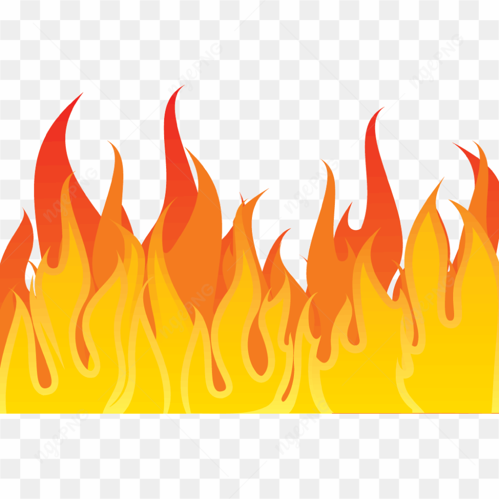 Fire flames hand drawn on transparent background PNG