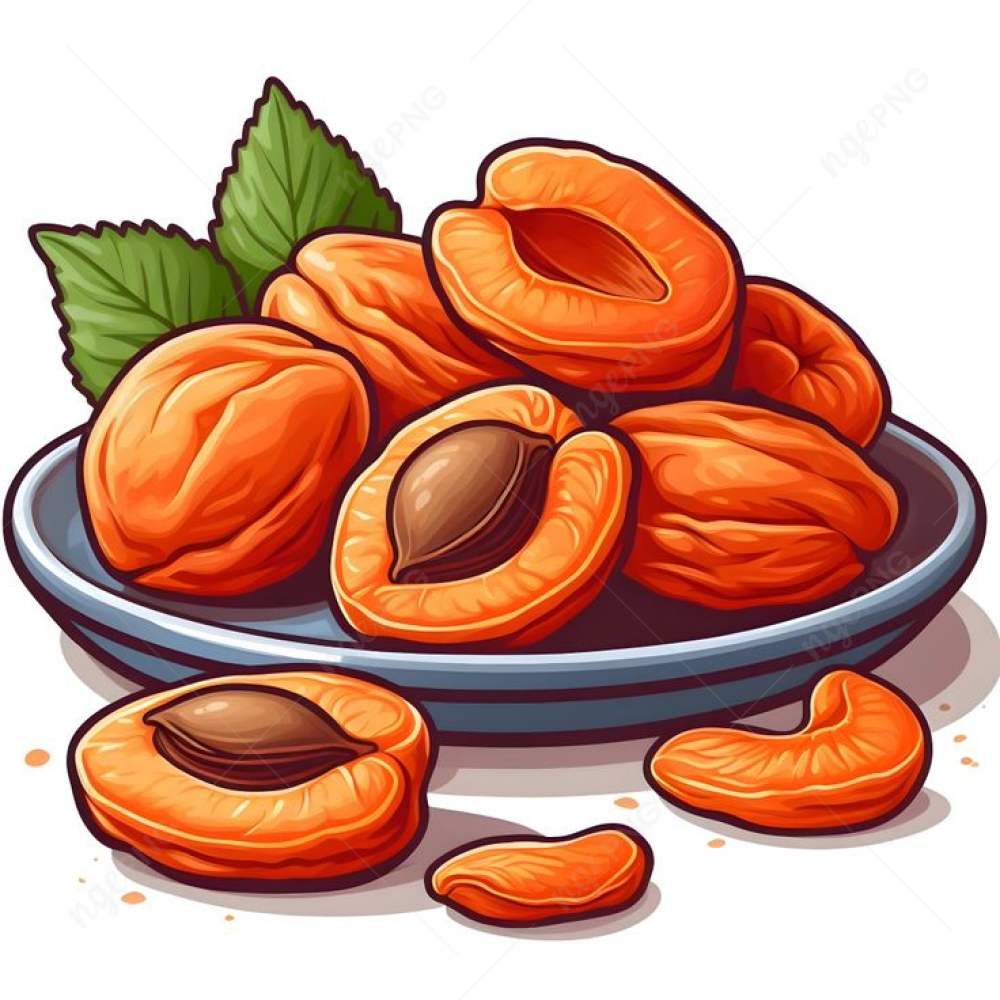 Portion of apricot in a plate