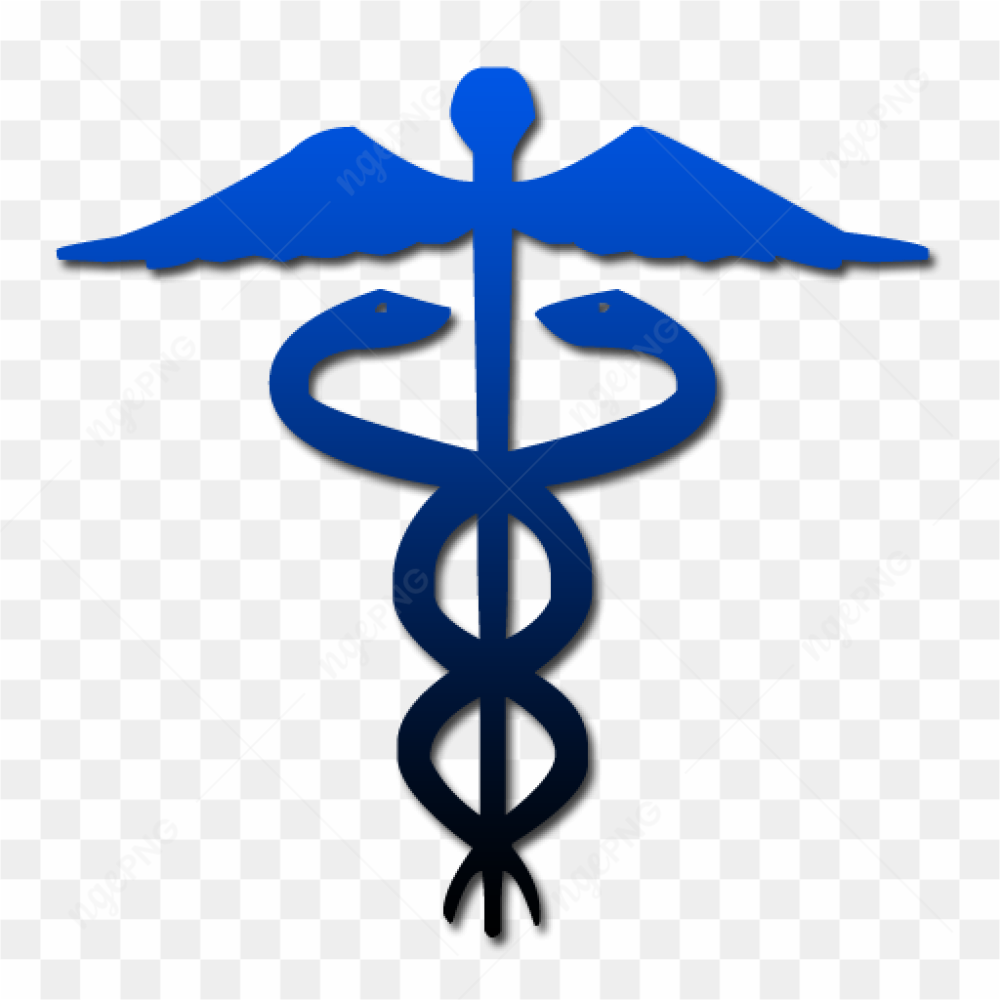 Rod of asclepius blue