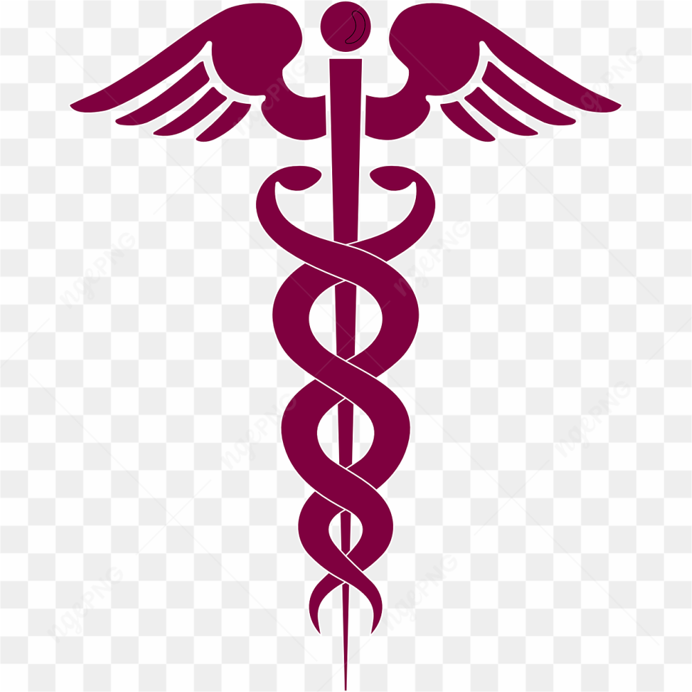 Rod of Asclepius logo red-pink
