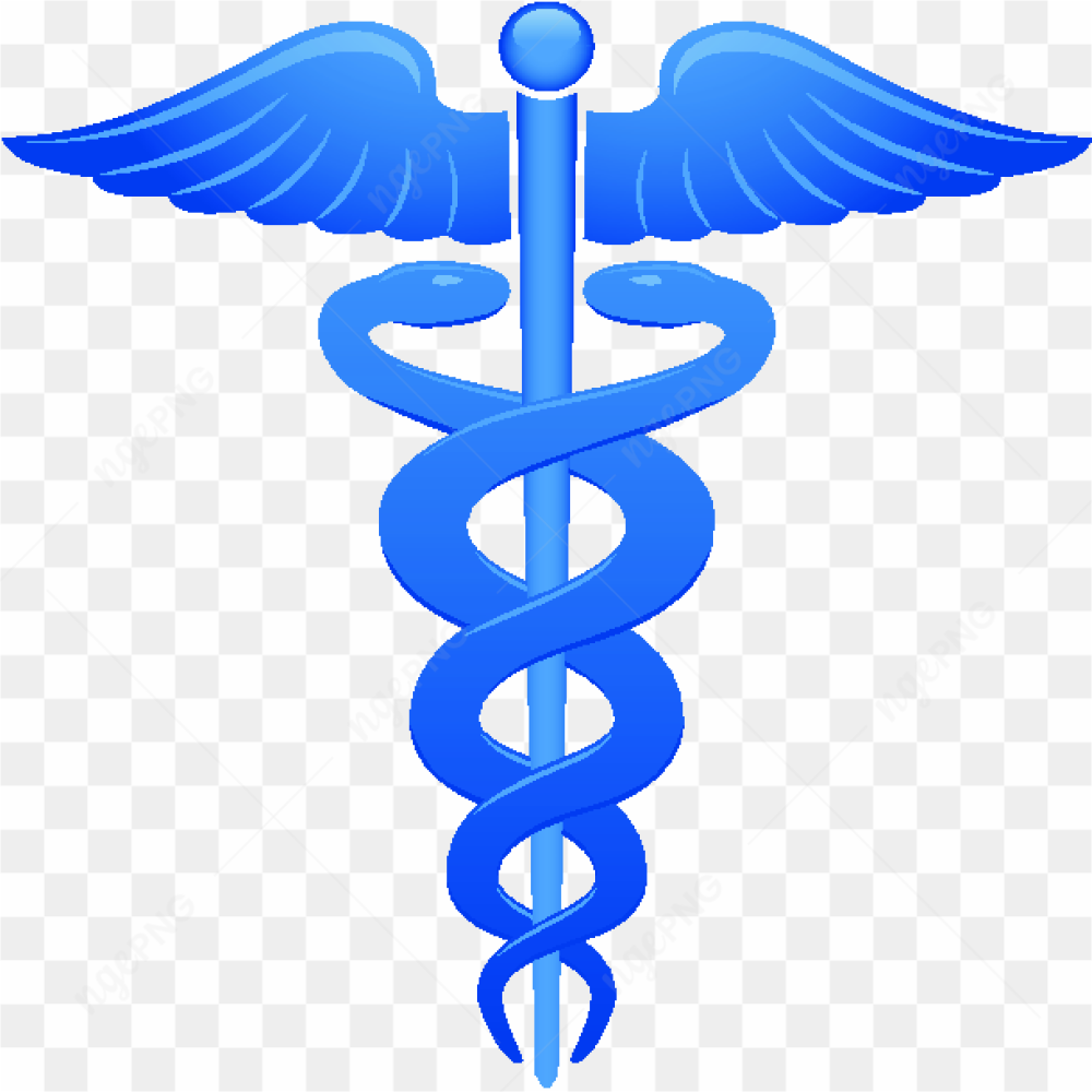 Rod of Asclepius logo blue