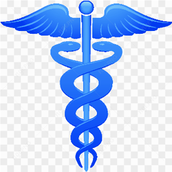 Rod of Asclepius logo blue
