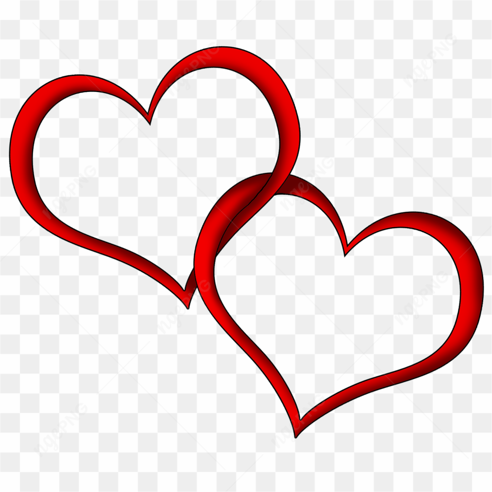 Double heart red transparent inside