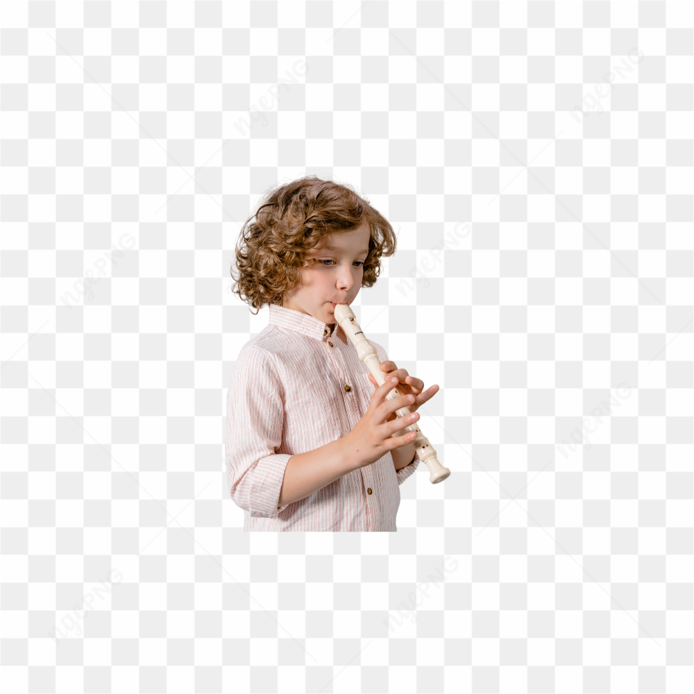 Menino tocando flauta