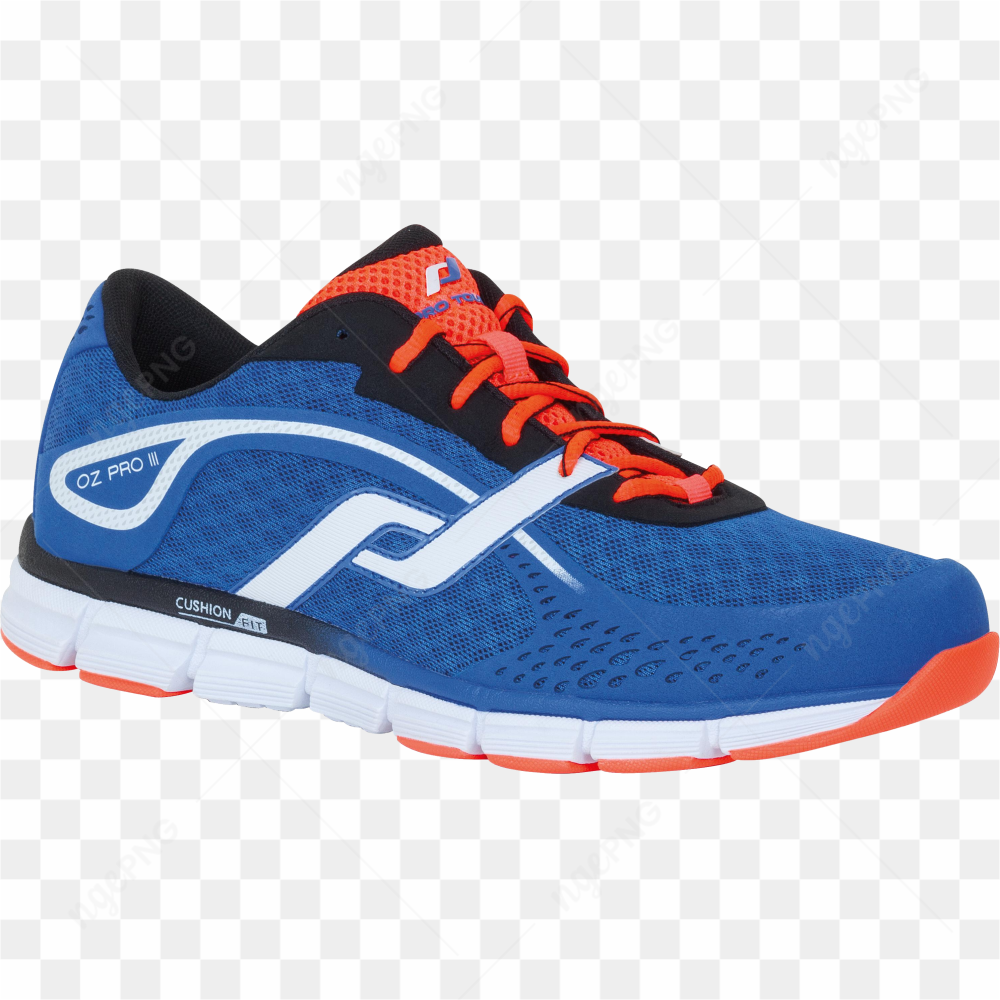 Une paire de chaussures de course bleues et orange