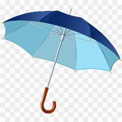 Parapluie bleu avec manche en bois
