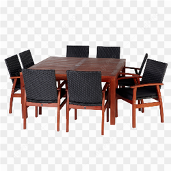 Ensemble salle manger en bois et rotin