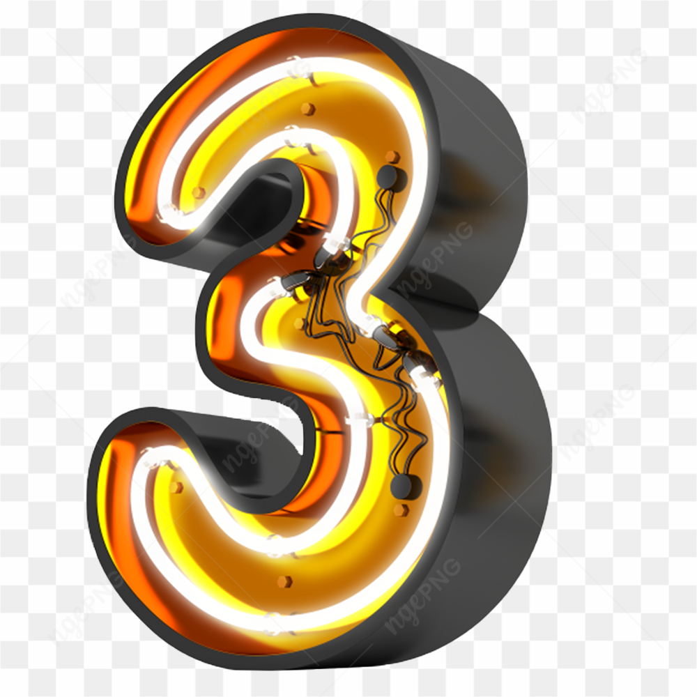 Number three neon yellow