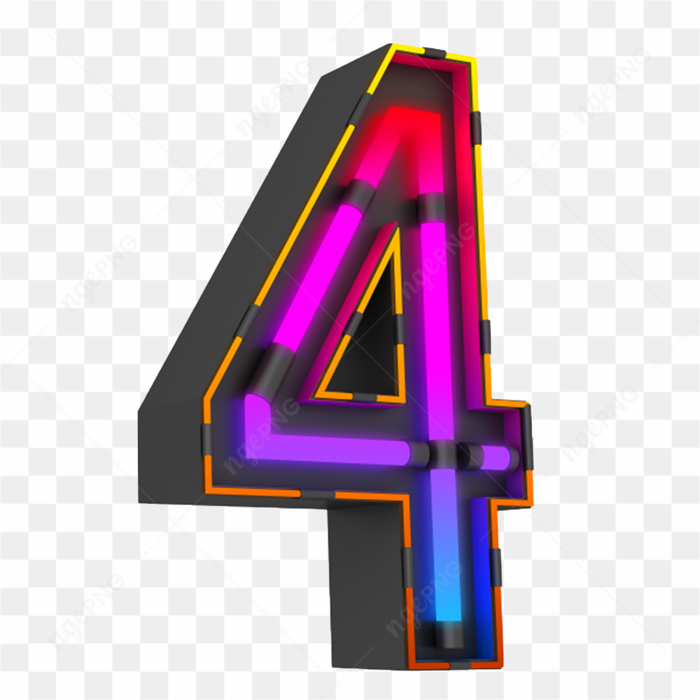 Number four neon red
