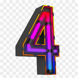 Number four neon red