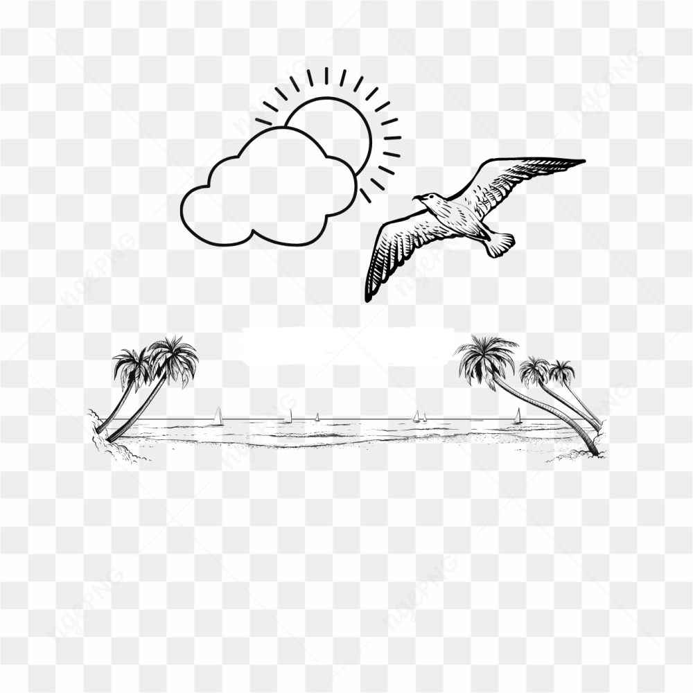 Sketsa pantai siang hari