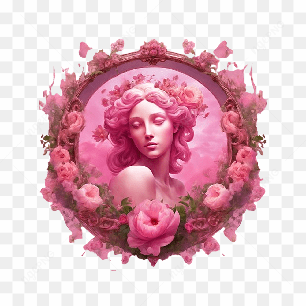 Floral AI generated happy woman