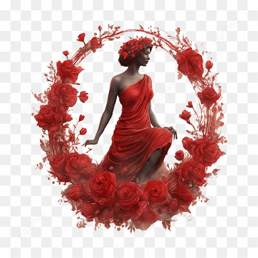 Floral AI generated happy woman