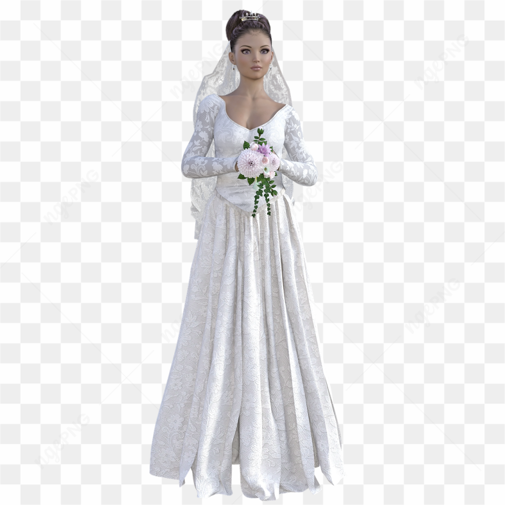 3d blender model of a bride in white dress
