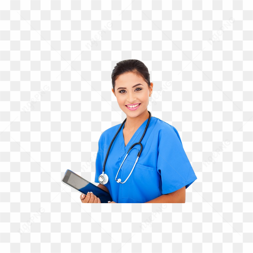 Beautiful nurse wearing blue