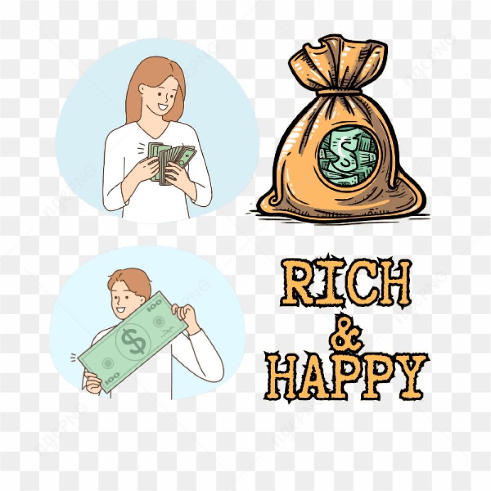 Happy  Rich Vector Logo Tshirt Sticker Abundance