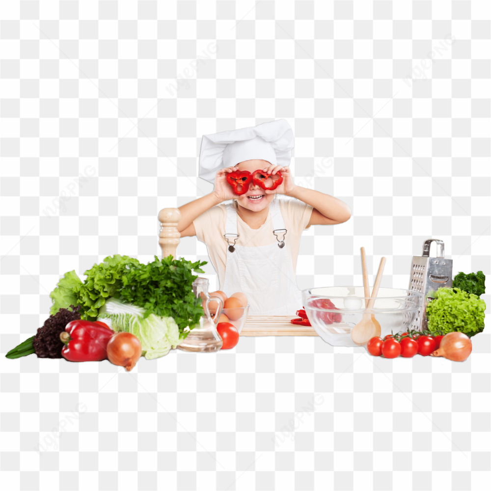 Kid chef cooking