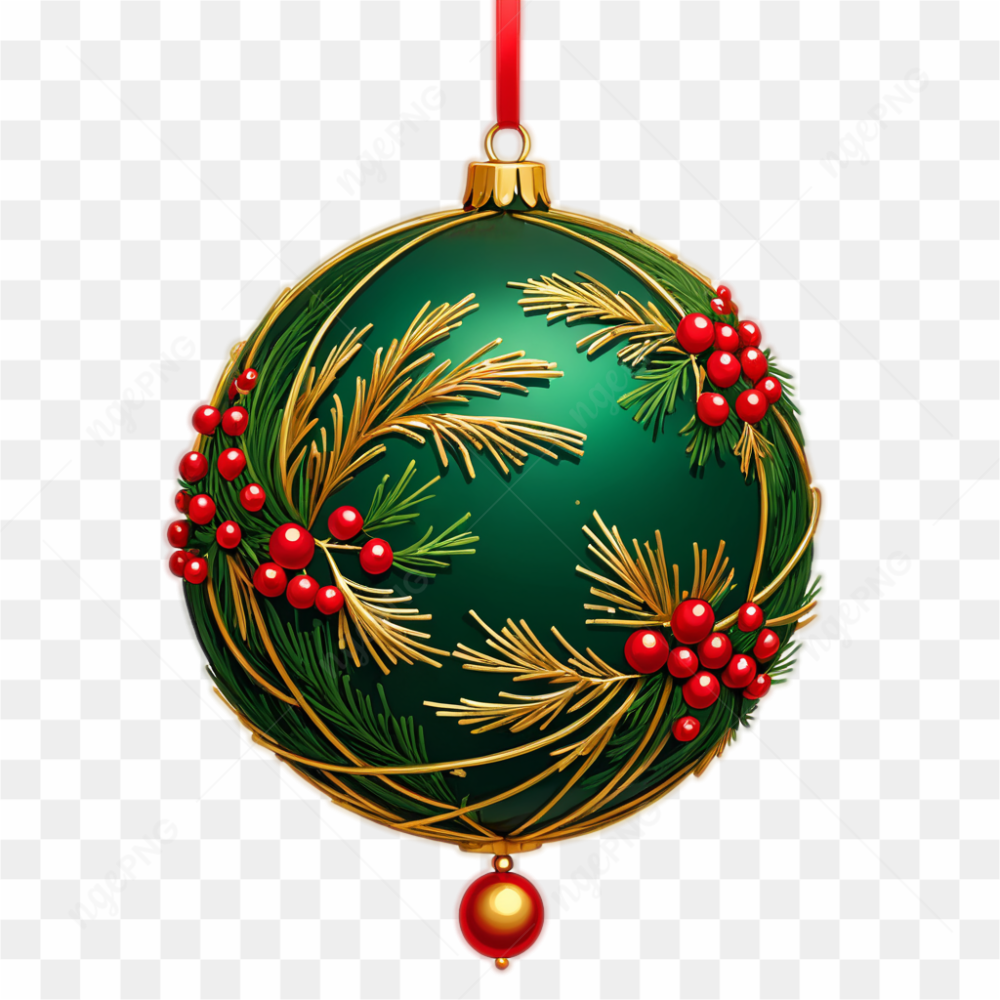 Elegant Christmas Pine Needles and Hanging Ball Border Decoration