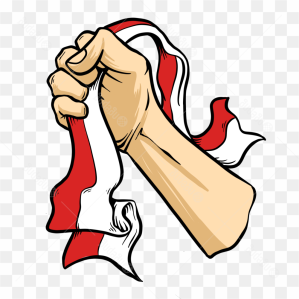 Hands Holding The Flag Of Independent Indonesia