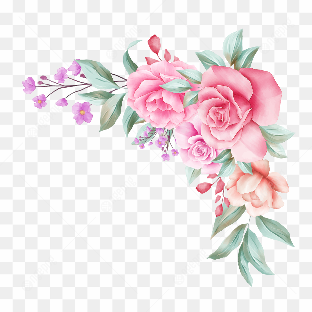 Soft Floral Wedding Card Peach Roses