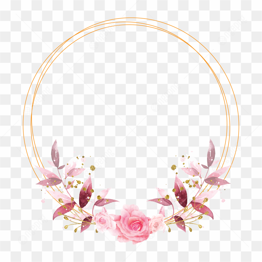 Pink Watercolor Wedding Frame Floral