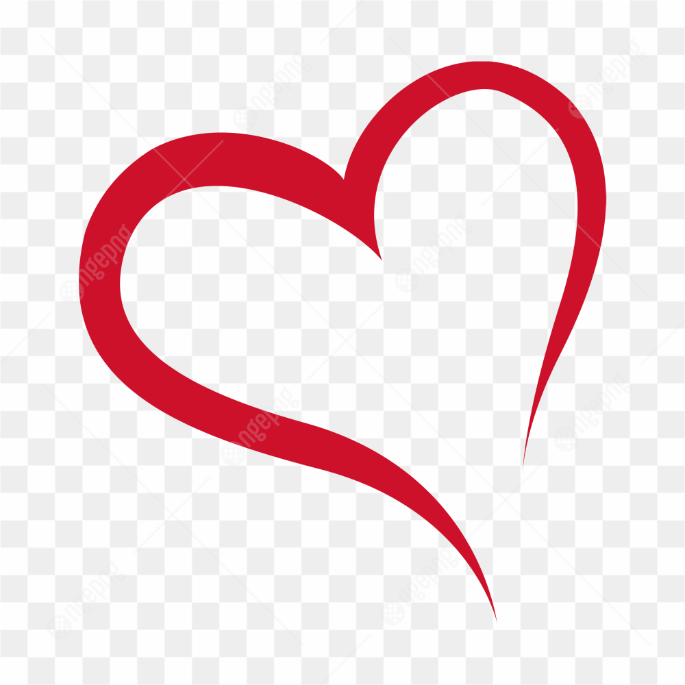 Red Heart Outline Style
